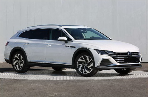 2021 VW Arteon Shooting Brake wagon front 3/4 view in white