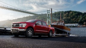 2021 Ford F-150 towing a boat