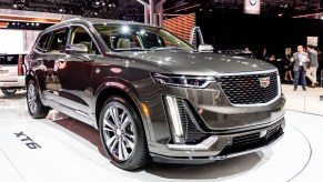 A Cadillac XT6 on display at an auto show