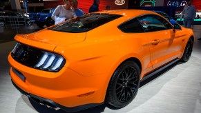 Ford Mustang 5.0 V8 sports car on display at Brussels Expo