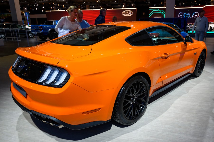 Ford Mustang 5.0 V8 sports car on display at Brussels Expo