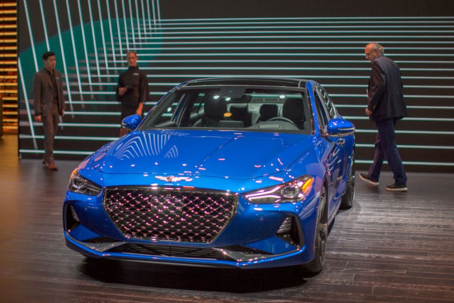 The Genesis G70, named MotorTrend Car of the Year, is shown at the auto trade show, AutoMobility LA