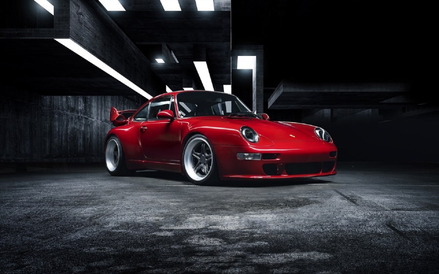 Red Gunther Werks 400R in a concrete building