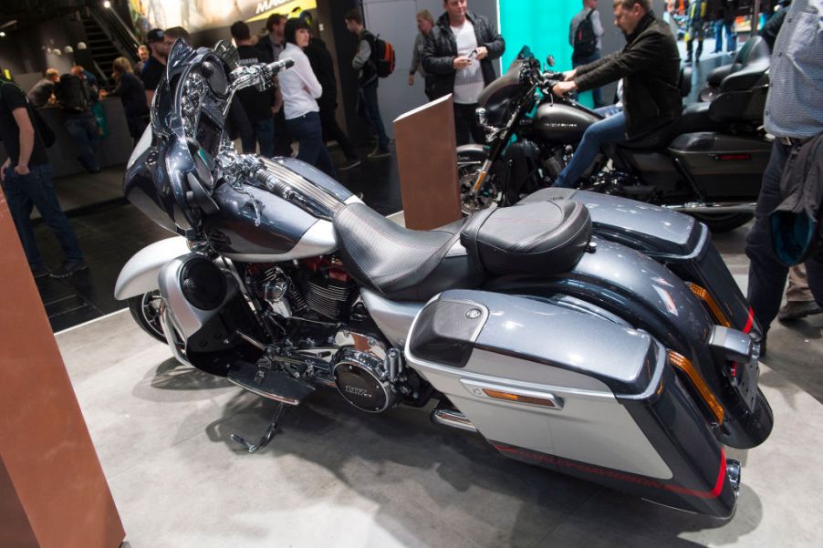 A Harley-Davidson Street Glide on display