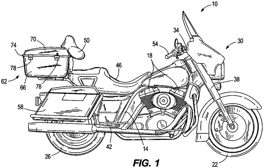 Diagram showing Harley-Davidson's self-driving motorcycle patent