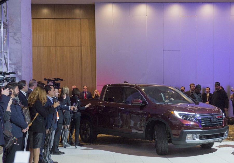 The Honda Ridgeline is seen after winning the North American Truck of the Year Award during the 2017 North American International Auto Show