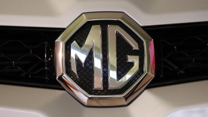 MG Logo on the front of a car