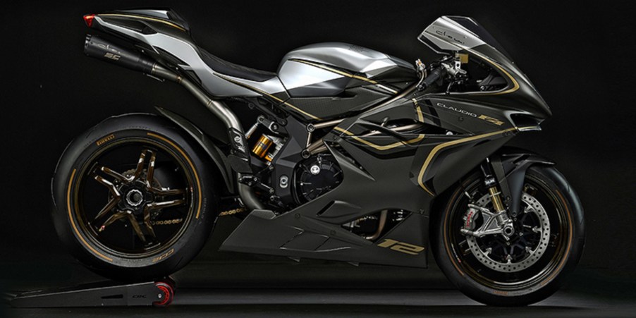 The carbon-fiber-and-gold MV Agusta F4 Claudio sportbike