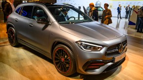 Mercedes-Benz GLA compact crossover SUV car on display at Brussels Expo