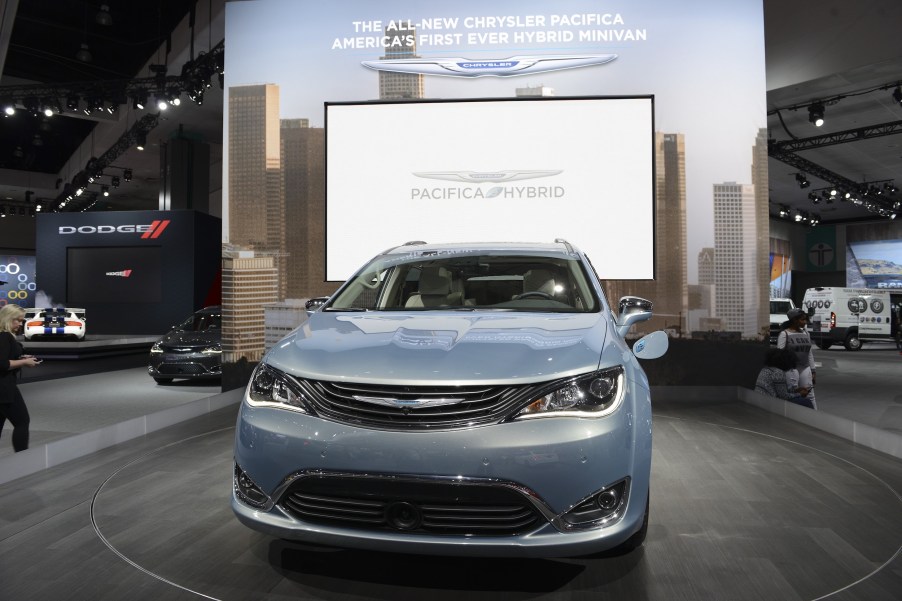 Chrysler Pacifica Hybrid is displayed during Los Angeles Auto Show at the Los Angeles Convention Center