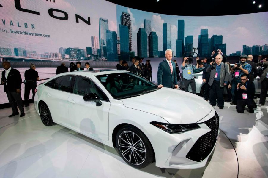 A Toyota Avalon on display at an auto show