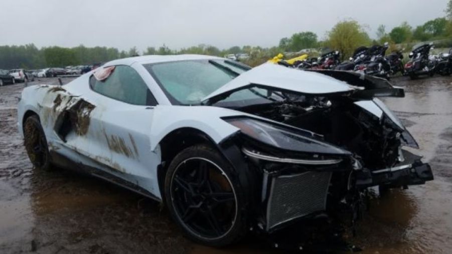 2020 Corvette with extensive front end damage