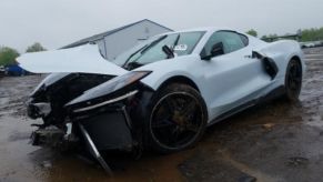 totaled 2020 Corvette with extensive collision damage