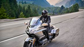 Honda Gold Wing in the mountains on a road trip