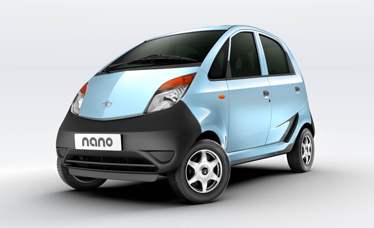 a Tata Nano press photo against a light backdrop