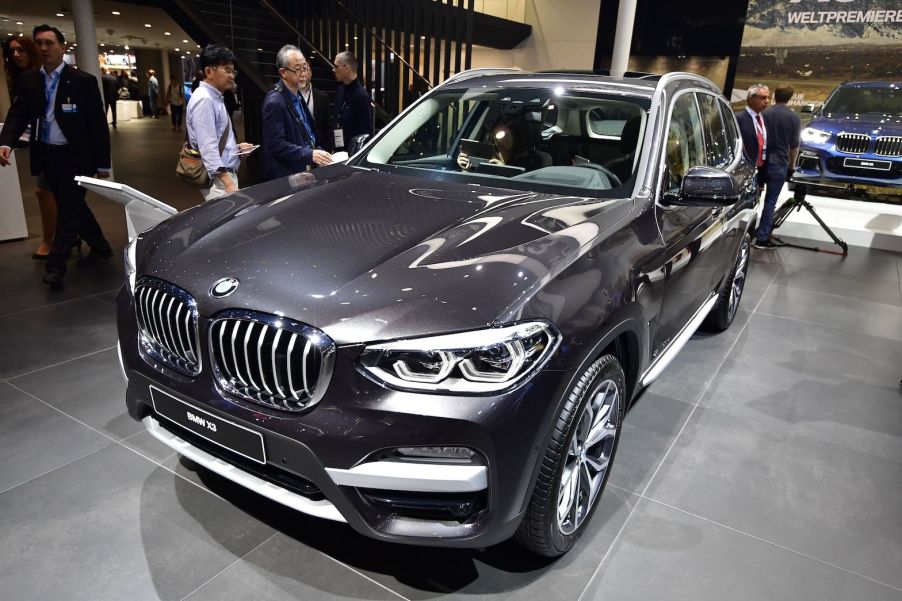 A BMW X3 car is presented at the Frankfurt Auto Show IAA in Frankfurt am Main, Germany