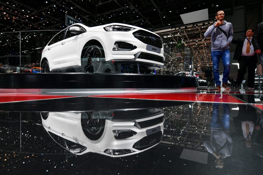 A Ford Edge on display at an auto show