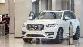 A Volvo XC90 on display at an auto show