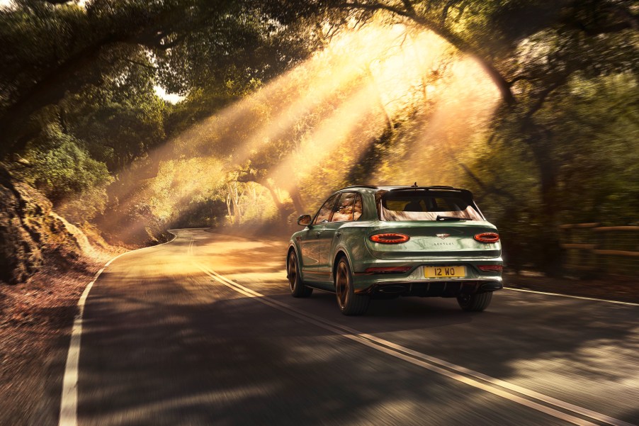 A 2021 Bentley Bentayga Speed on the track.