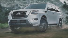 The 2023 Nissan Patrol off-roading over dirt