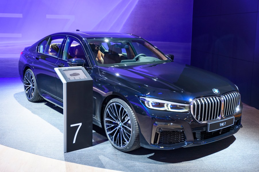 BMW 7 Series 745e plug-in hybrid luxury limousine on display at Brussels Expo