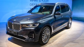 The new BMW X7 full-size luxury SUV on display at Brussels Expo