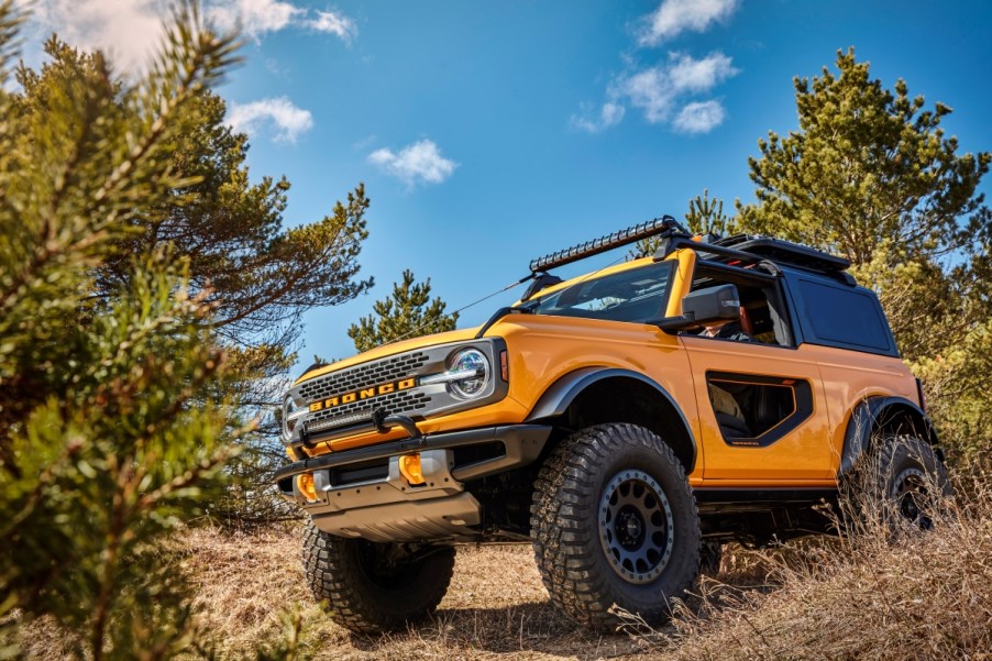 The 2021 Ford Bronco two door model, which is set to compete against the Jeep Wrangler