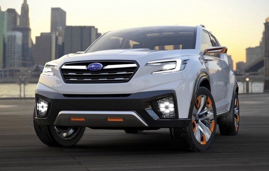 a white concept SUV that could be inspiration for the subaru unibody pickup truck