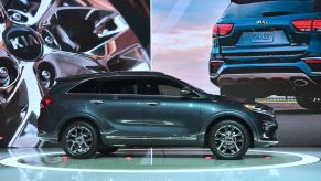 The new 2019 Kia Sorento is displayed at the 2017 LA Auto Show in Los Angeles, California