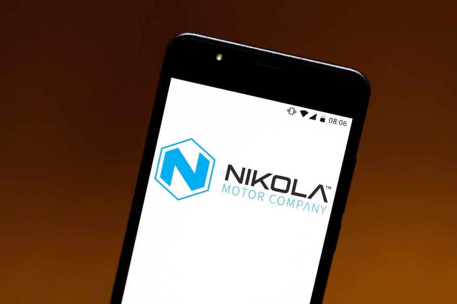 In this photo illustration the Nikola Motor Company logo is displayed on a smartphone.