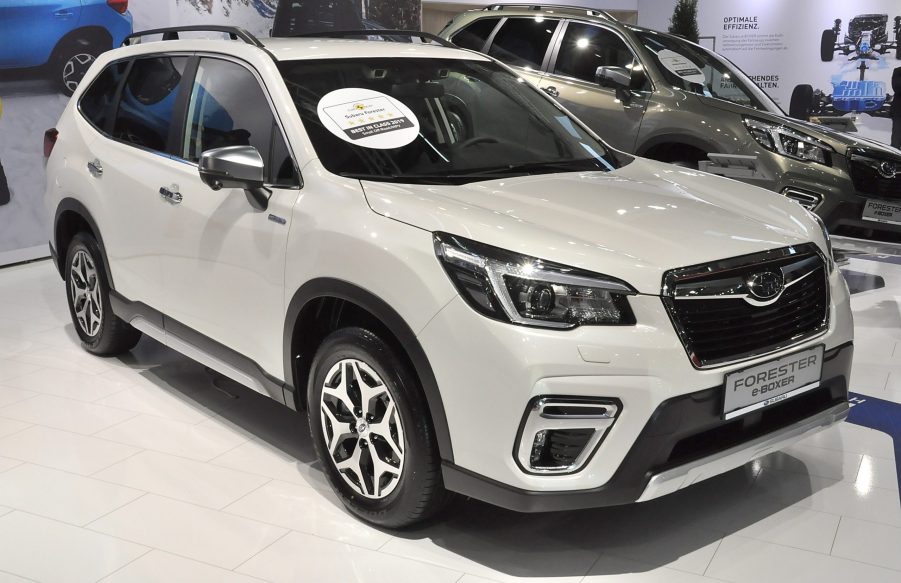 A Subaru Forester on display at an auto show