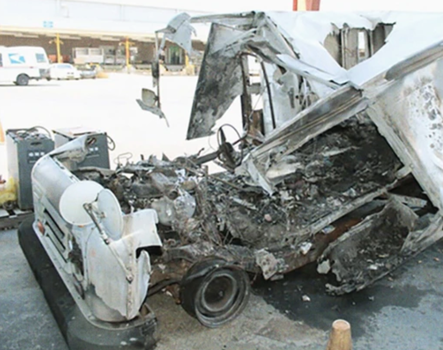 burned up usps mail truck