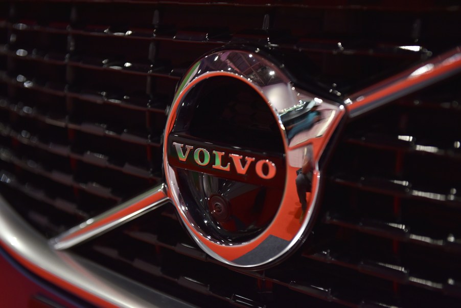 A Volvo logo radiator badge shines with built in camera