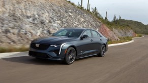 Cadillac CT4-V driving in the desert