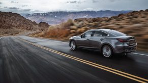 the Japanese Mazda6 at speed on a scenic road