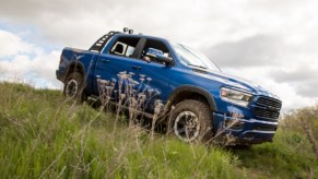 a blue Mopar custom build of an off-road ram