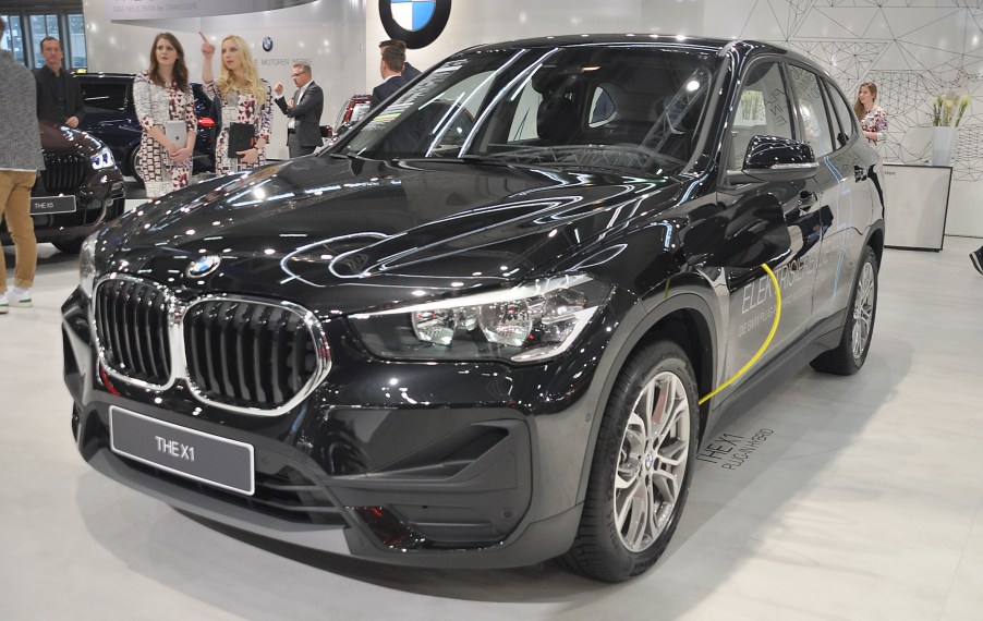 A BMW X1 is seen during the Vienna Car Show press preview at Messe Wien, as part of Vienna Holiday Fair