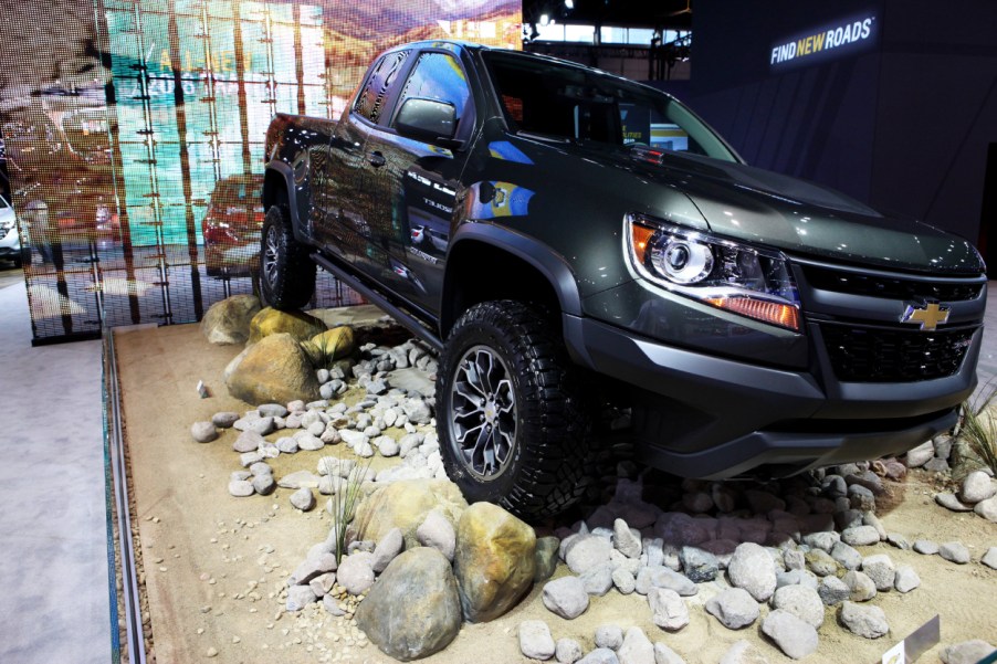 A Chevy Colorado on display at an auto show