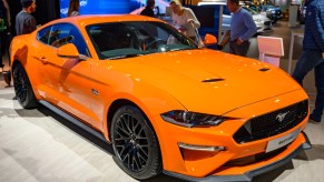 Ford Mustang 5.0 V8 sports car on display at Brussels Expo