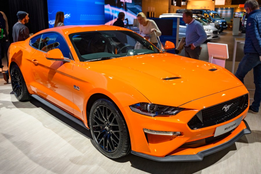 Ford Mustang 5.0 V8 sports car on display at Brussels Expo