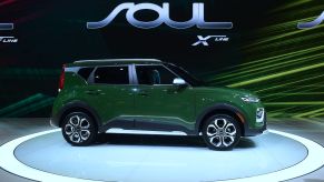 The Kia Soul X-Line on display in Los Angeles, California. The Soul is part of a Kia lineup that includes other popular models like the Telluride and K5