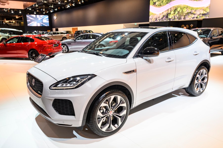 2020 E-Pace compact luxury SUV on display at Brussels Expo on January 9, 2020