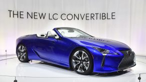 A new Lexus LC 500 convertible on display