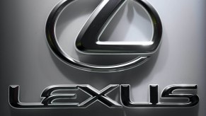 A Lexus logo seen at the Paris Motor Show