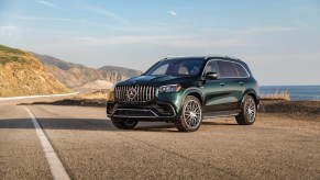 Mercedes-AMG GLS 63 parked with a seaside view