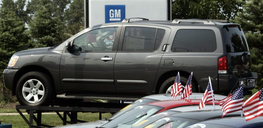 A Nissan Armada on display at a car dealership