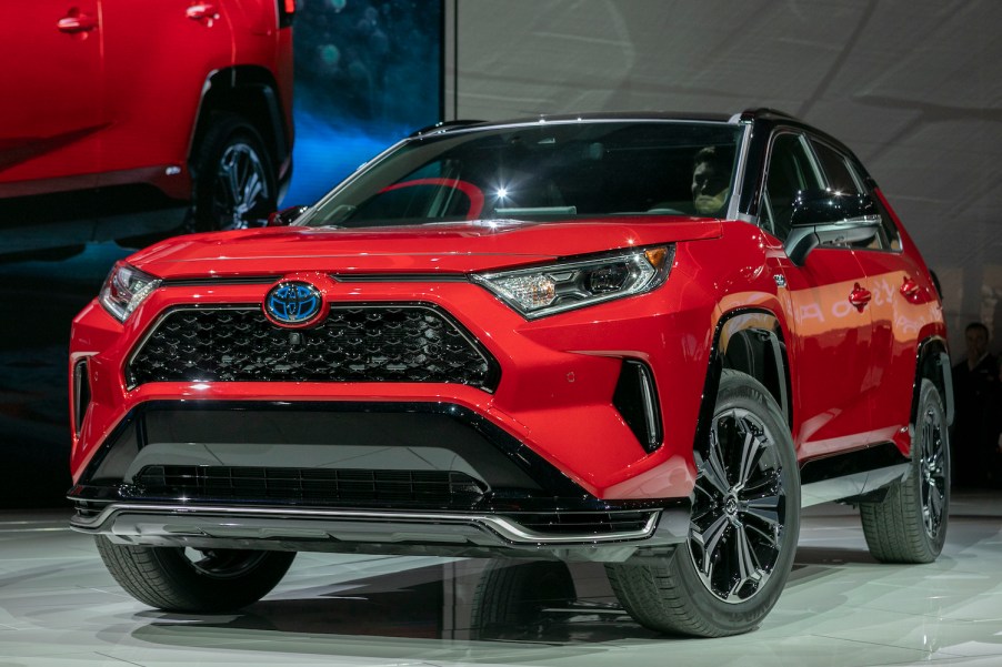 The Toyota RAV4 Hybrid, sibling to the RAV4 Prime, is shown at AutoMobility LA on November 20, 2019