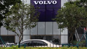 A view of a Volvo building in China