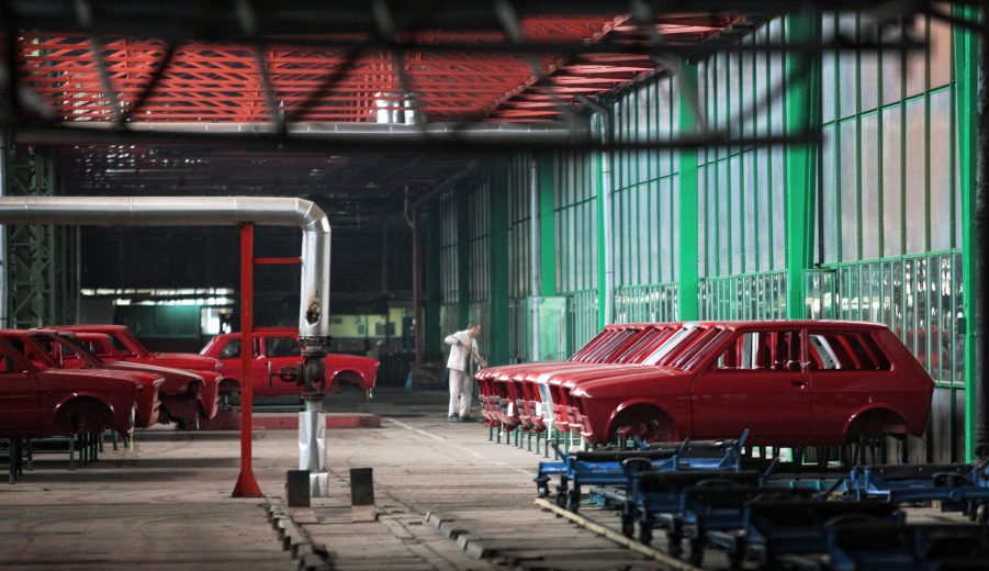 A Yugo car production line