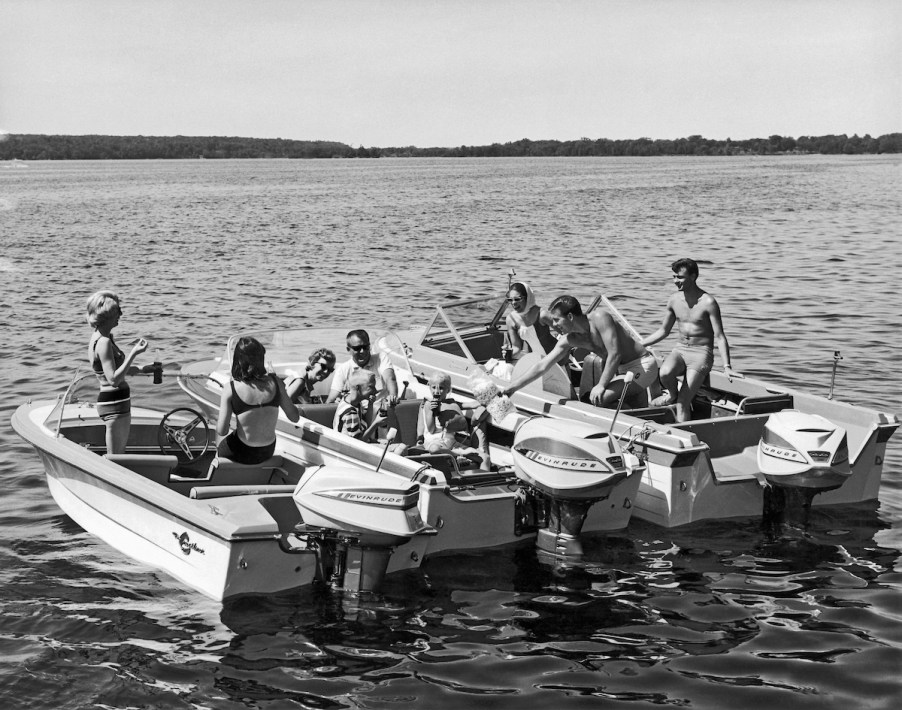 Boating photo in black and white